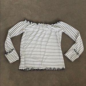 Garage long sleeve ribbed off the shoulder top